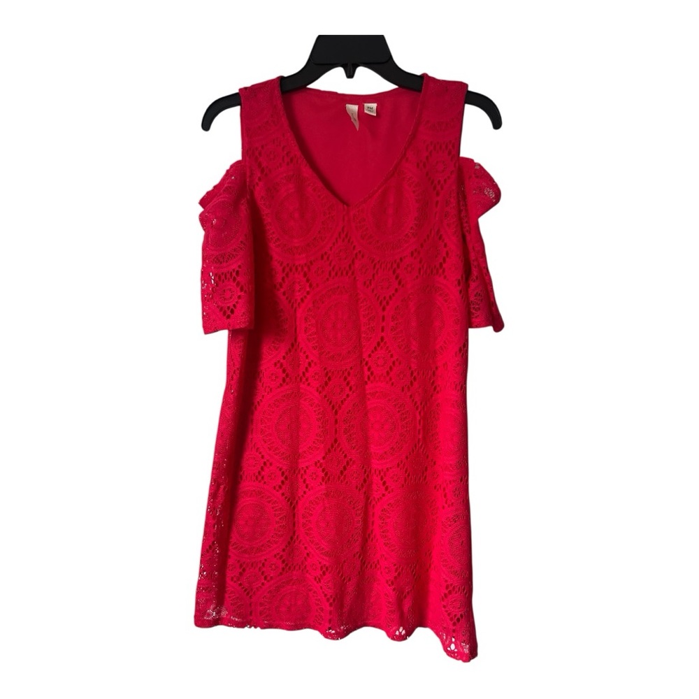 Tacera Women’s Pink Lace Cold Shoulder Dress. Size Petite M. Used.